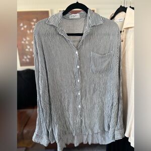 Carly Jean Los Angeles Black and White Striped Button Down Shirt